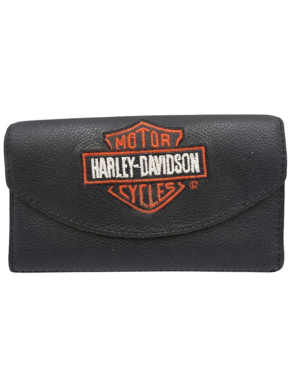 Harley-Davidson Black Leather Wallet with Orange Logo Unisex